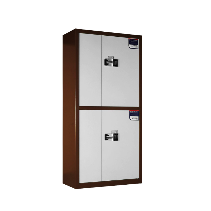 通双节保密柜国保锁咖白套色侧面