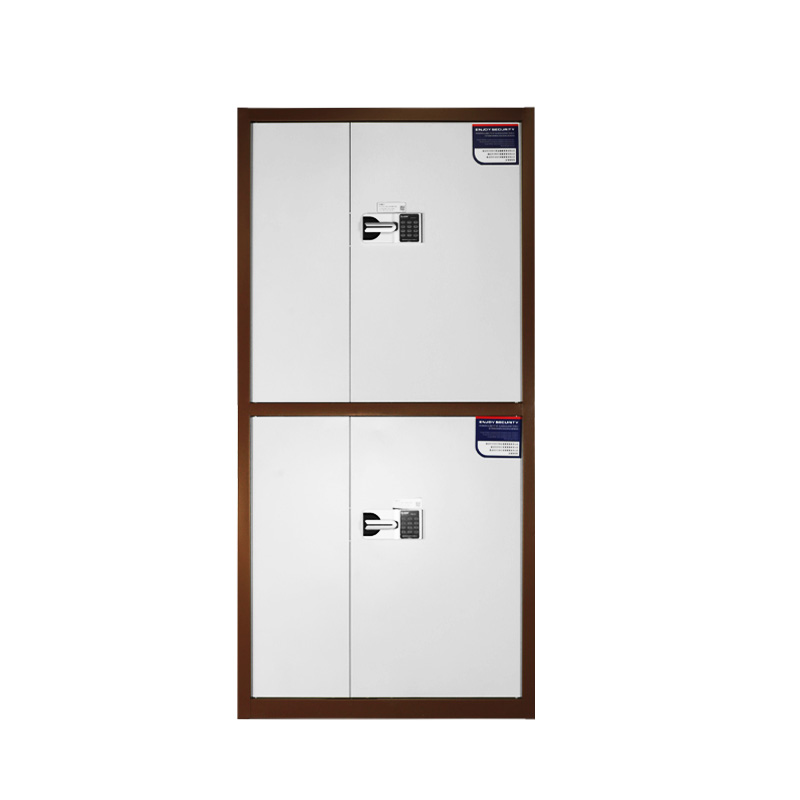 通双节保密柜国保锁咖白套色正面