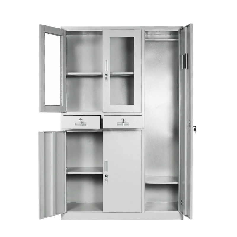 中二斗玻璃更衣柜全开