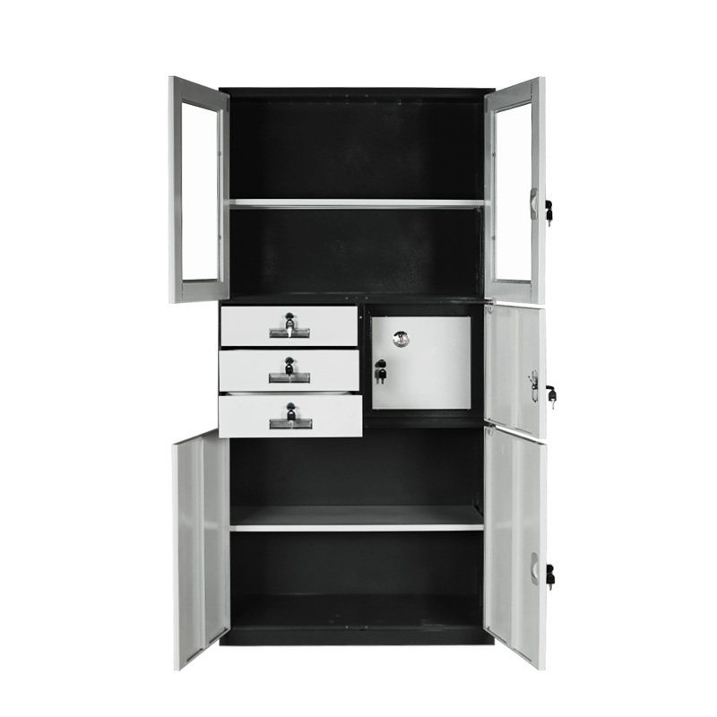 窄边套色偏三斗内保器械柜全开