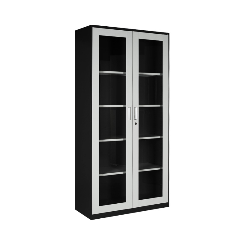 窄边套色通玻对开柜侧面