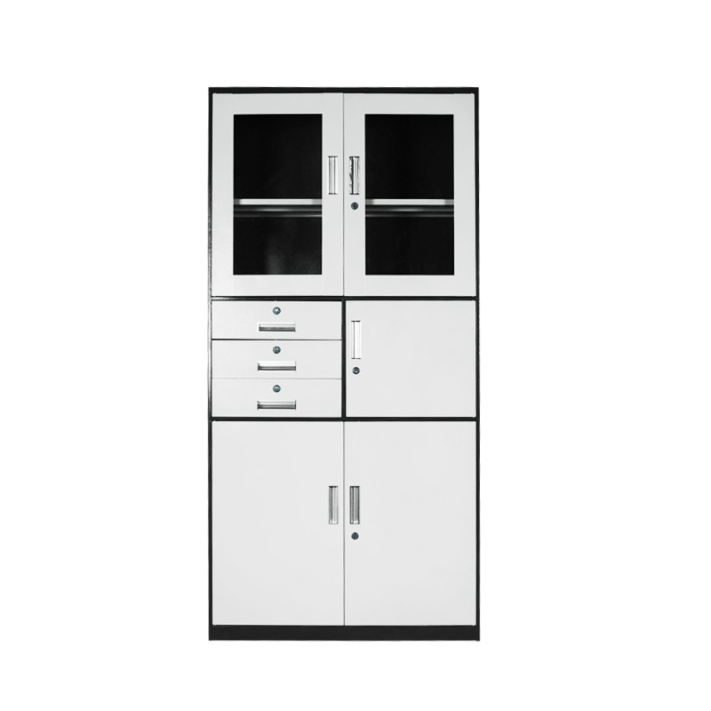 窄边套色偏三斗内保器械柜正面